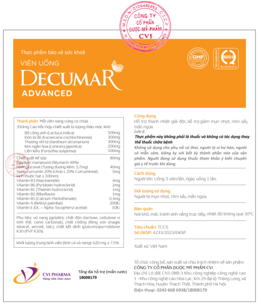 Thực phẩm BVSK Viên uống Decumar Advanced – CVI